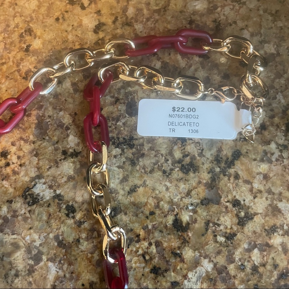 Red and Gold Chain Link Necklace - Picture 5 of 5
